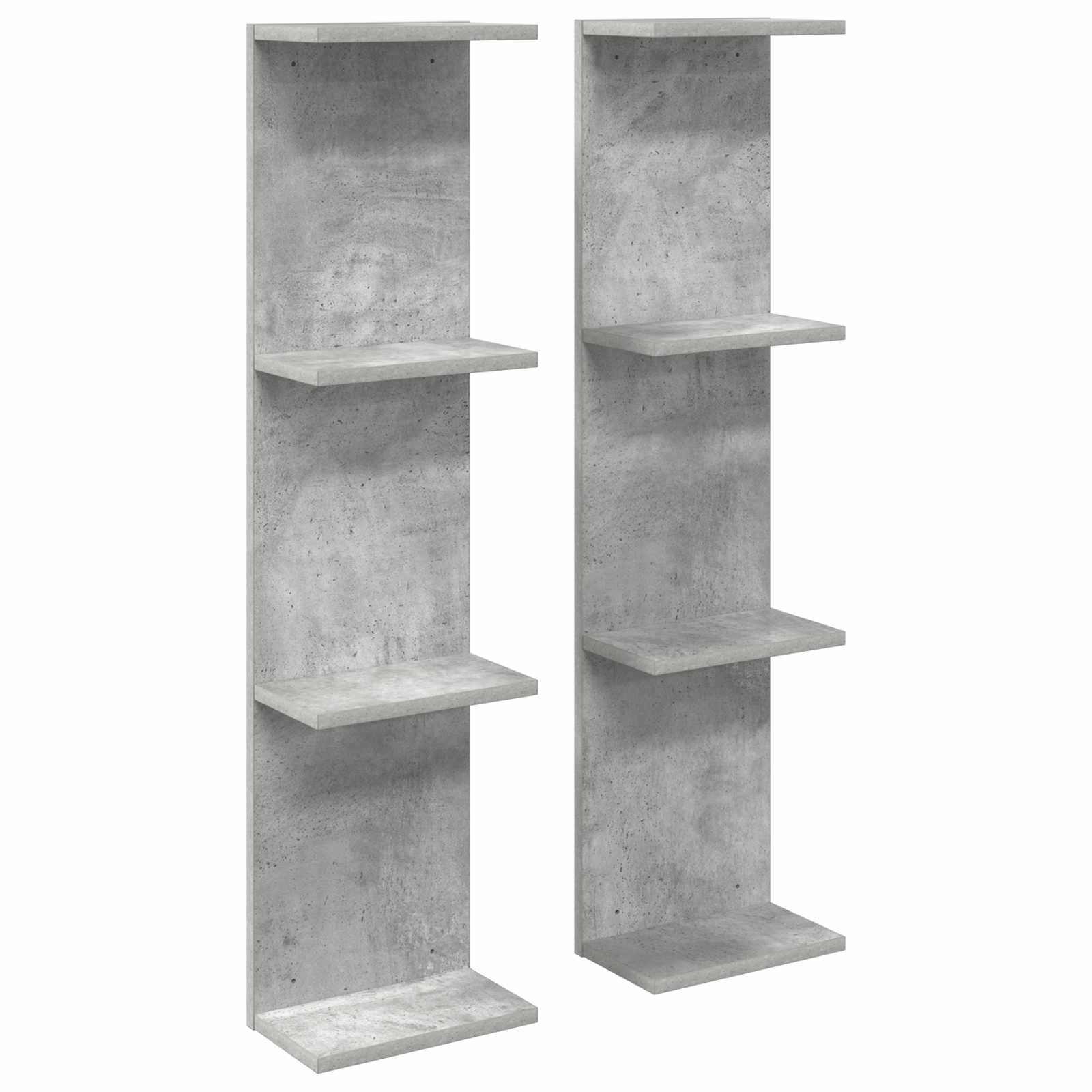 Sieninė lentyna 2 pcs Betono pilka 22 x 15 x 100 cm