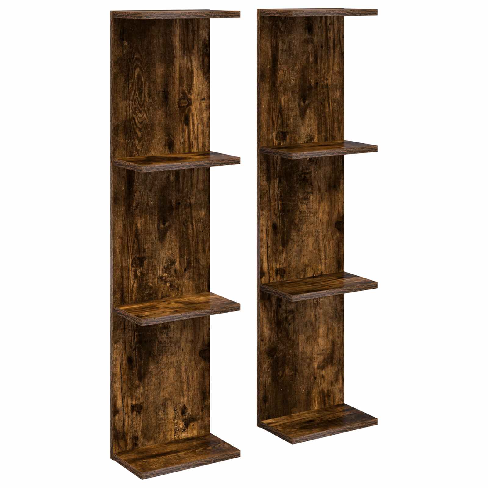 Sieninė lentyna 2 pcs Dūminio ąžuolo 22 x 15 x 100 cm