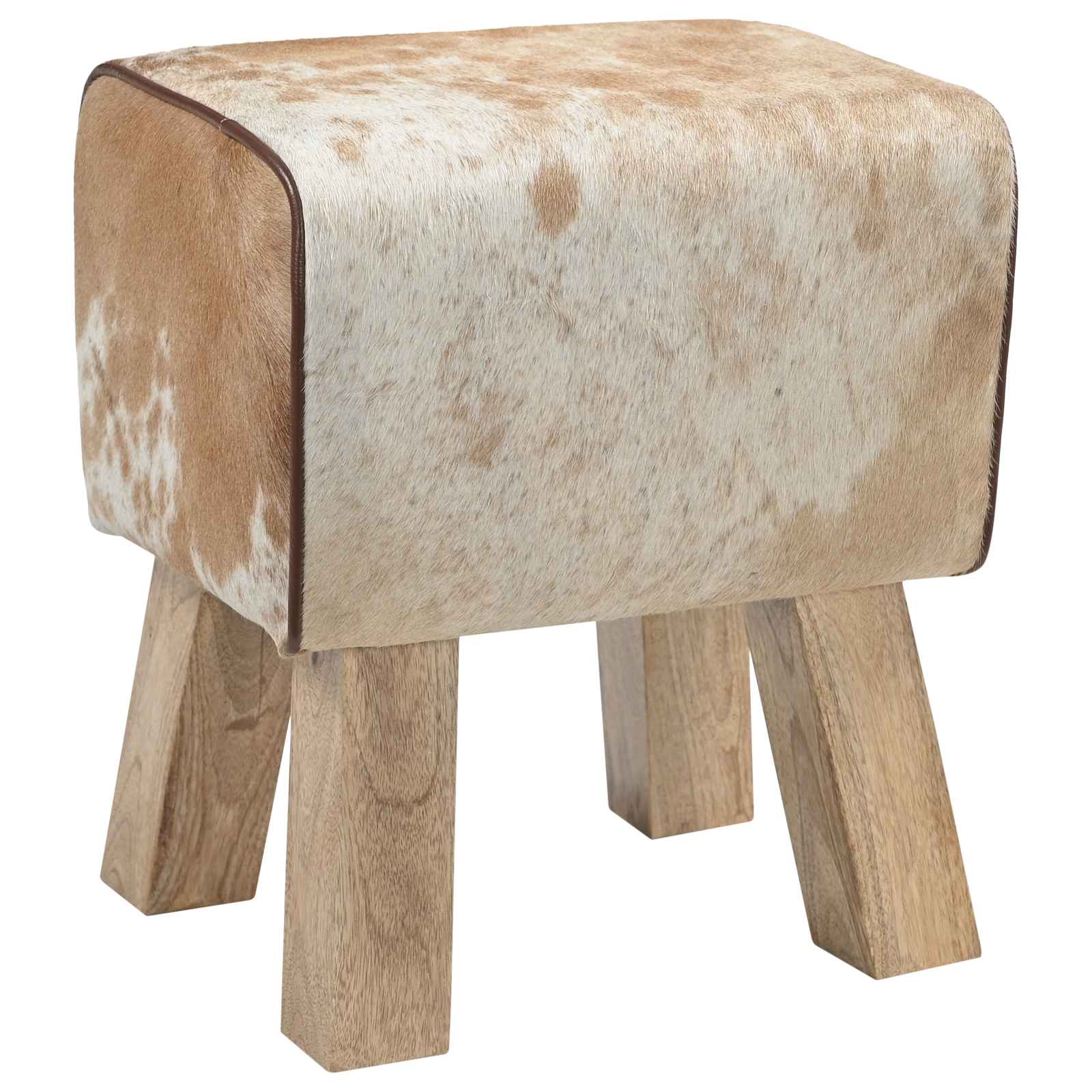 suoliukas 40 x 30 x 45 cm Tikra oda Ruda ir balta