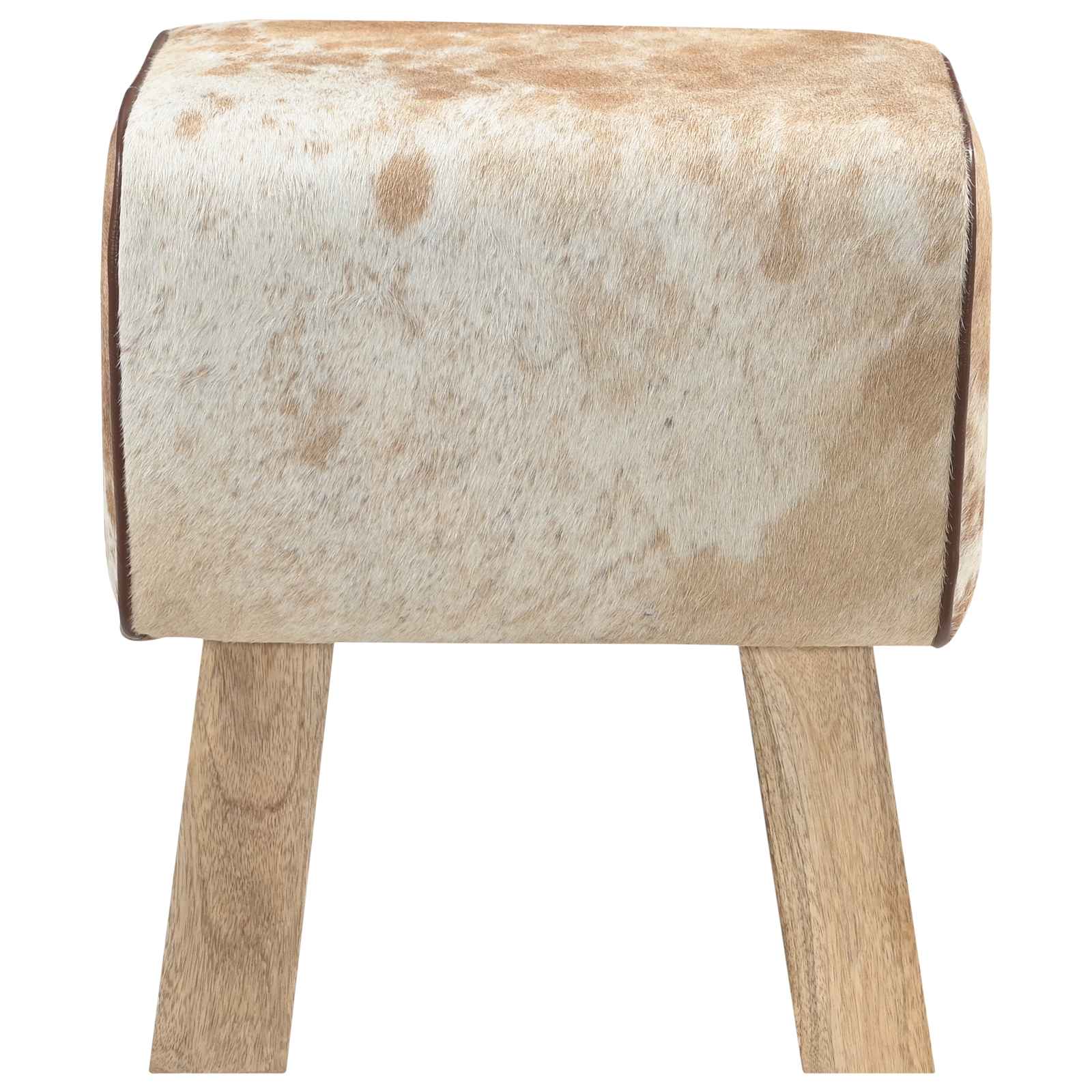 suoliukas 40 x 30 x 45 cm Tikra oda Ruda ir balta