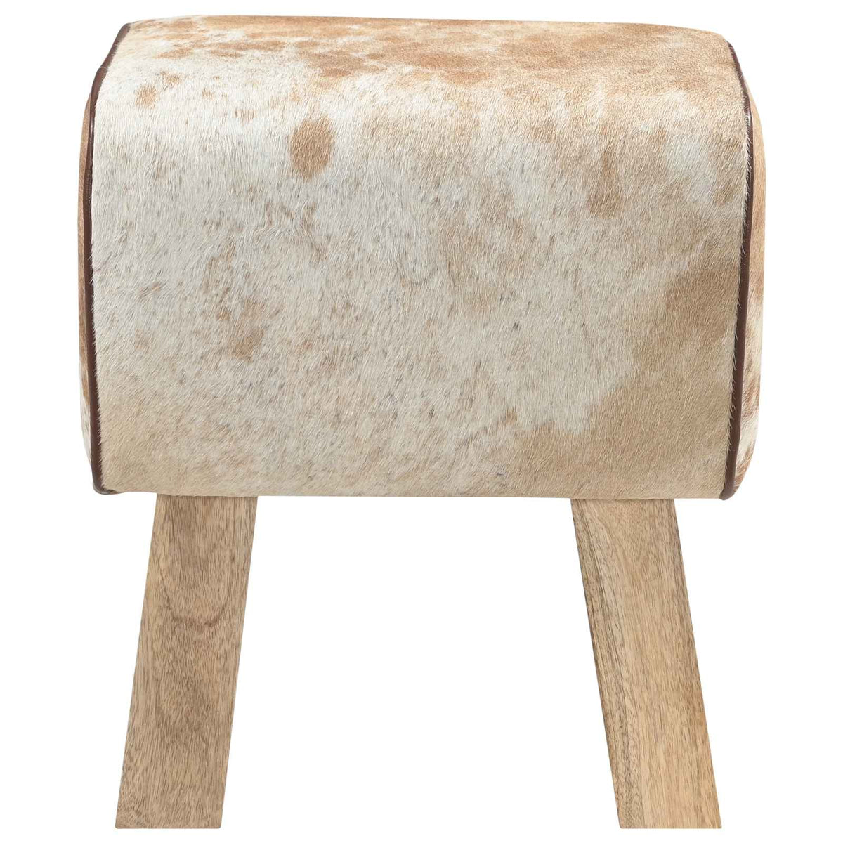 suoliukas 40 x 30 x 45 cm Tikra oda Ruda ir balta