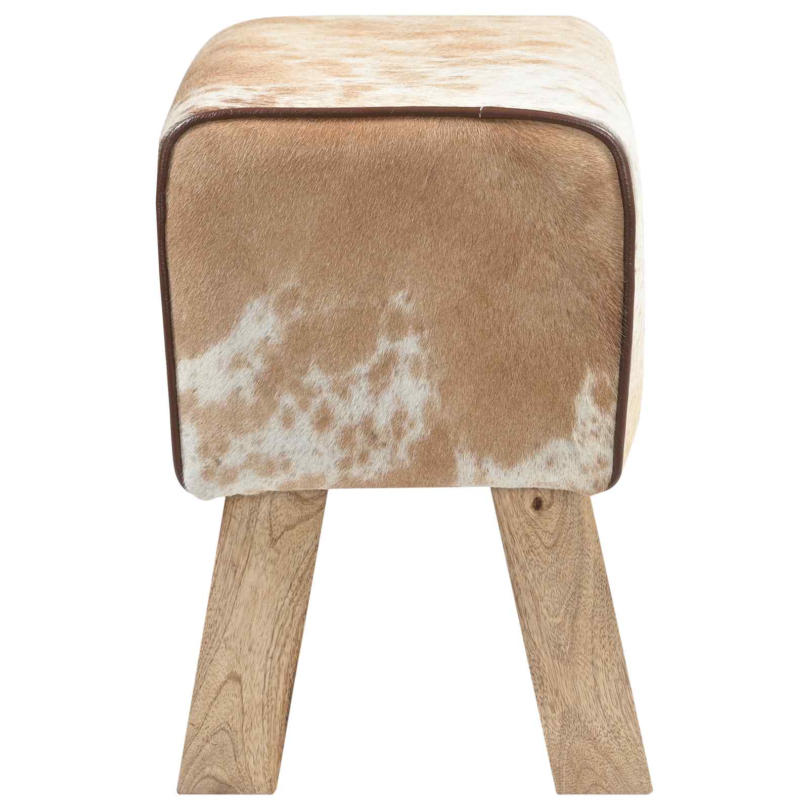 suoliukas 40 x 30 x 45 cm Tikra oda Ruda ir balta
