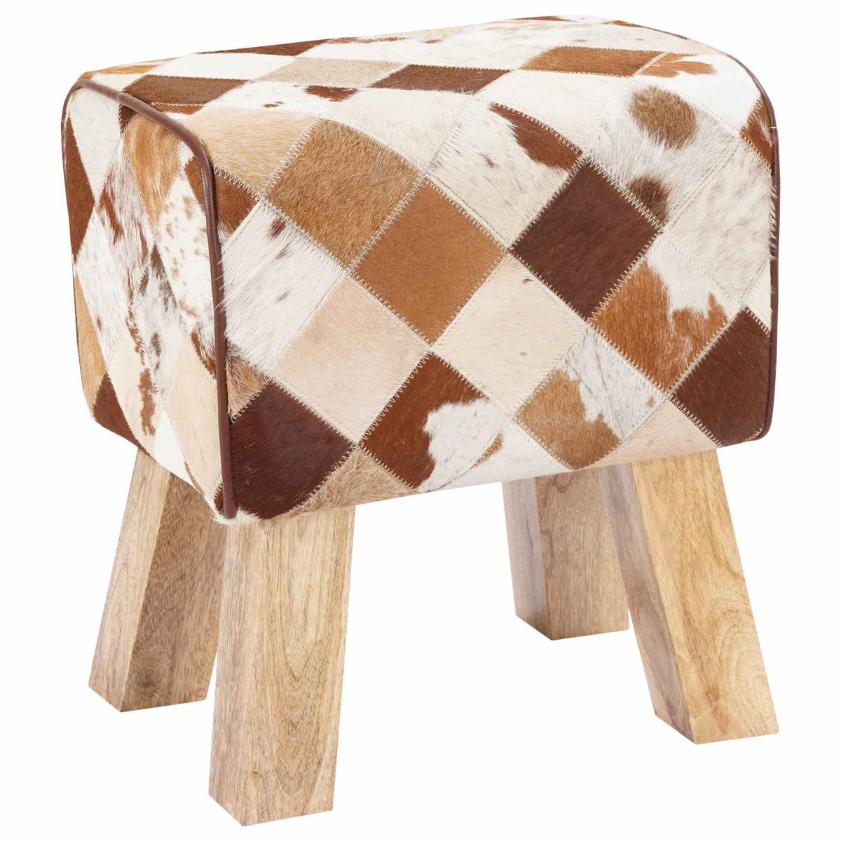 suoliukas 40 x 30 x 45 cm Tikra oda Rudas skiautinys