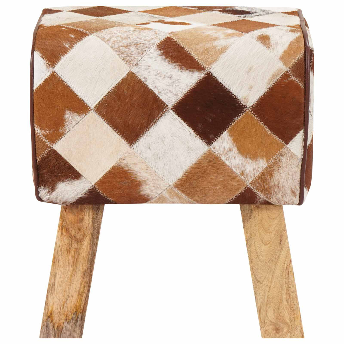 suoliukas 40 x 30 x 45 cm Tikra oda Rudas skiautinys