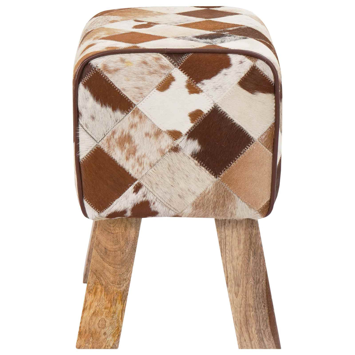 suoliukas 40 x 30 x 45 cm Tikra oda Rudas skiautinys