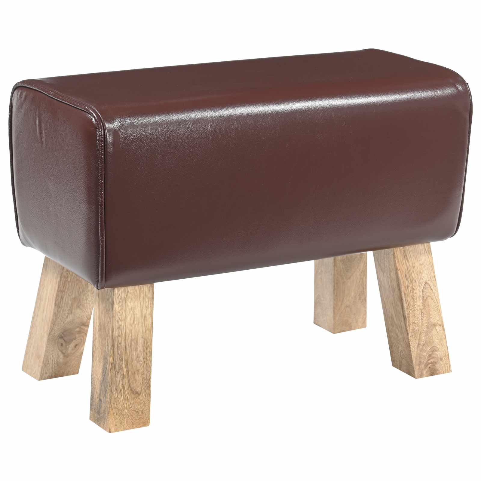 suoliukas 60 x 30 x 45 cm Tikra oda Tamsiai rudas