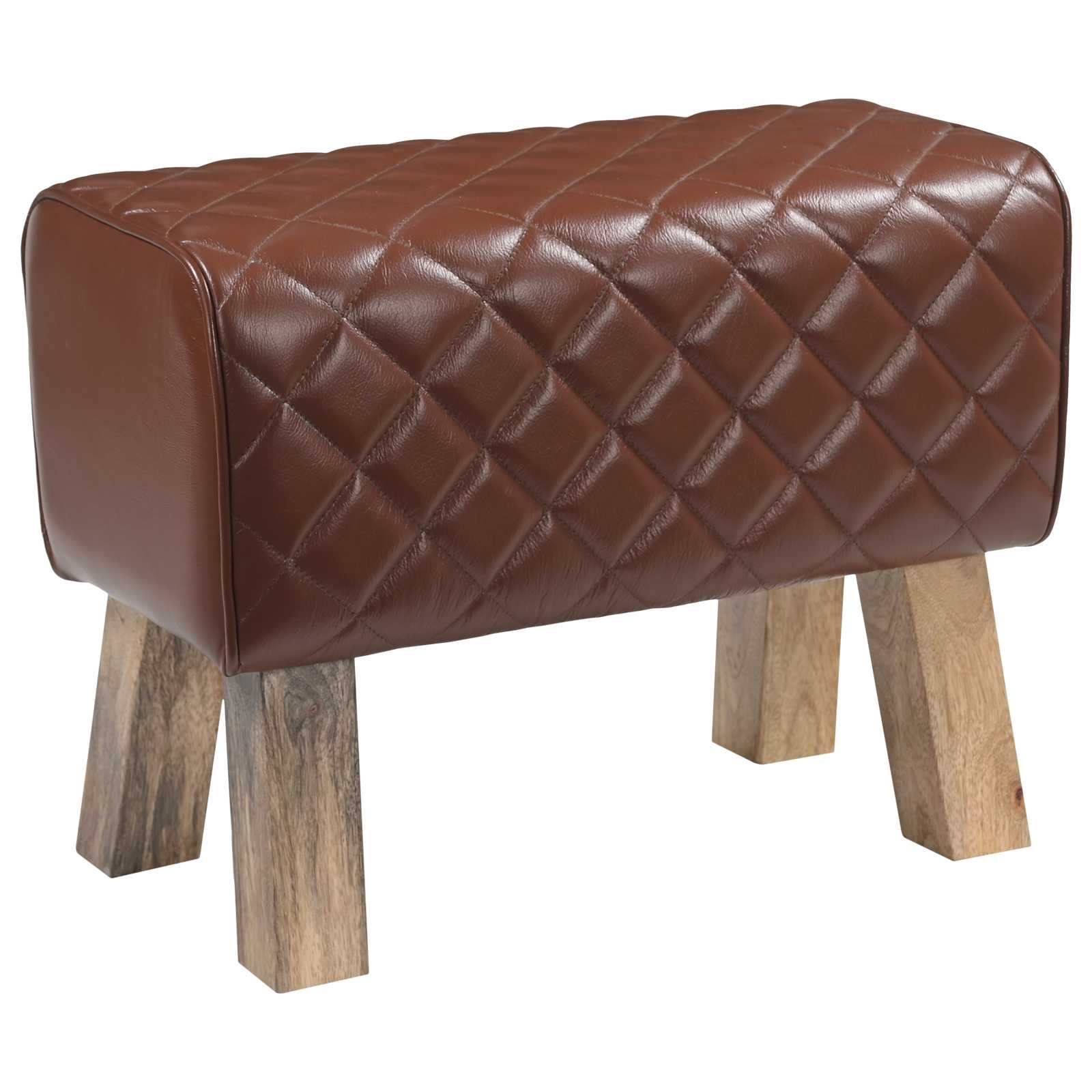 suoliukas 60 x 30 x 45 cm Tikra oda Ruda deimantinė