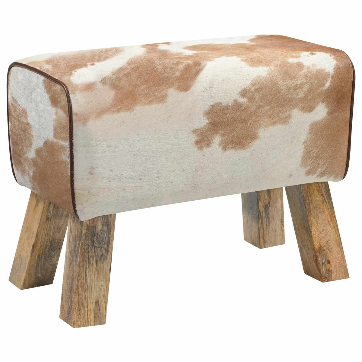 suoliukas 60 x 30 x 45 cm Tikra oda Ruda ir balta