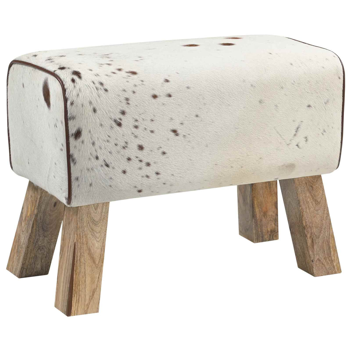 suoliukas 60 x 30 x 45 cm Tikra oda Ruda ir balta