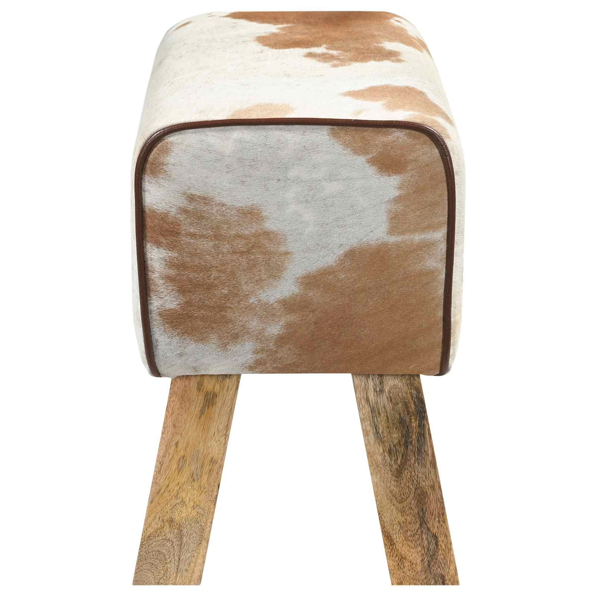 suoliukas 60 x 30 x 45 cm Tikra oda Ruda ir balta