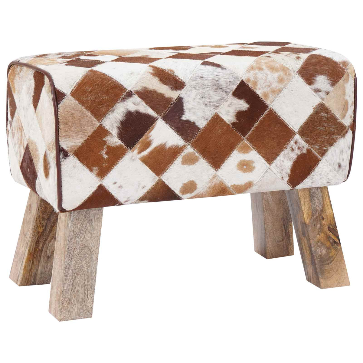 suoliukas 60 x 30 x 45 cm Tikra oda Rudas skiautinys