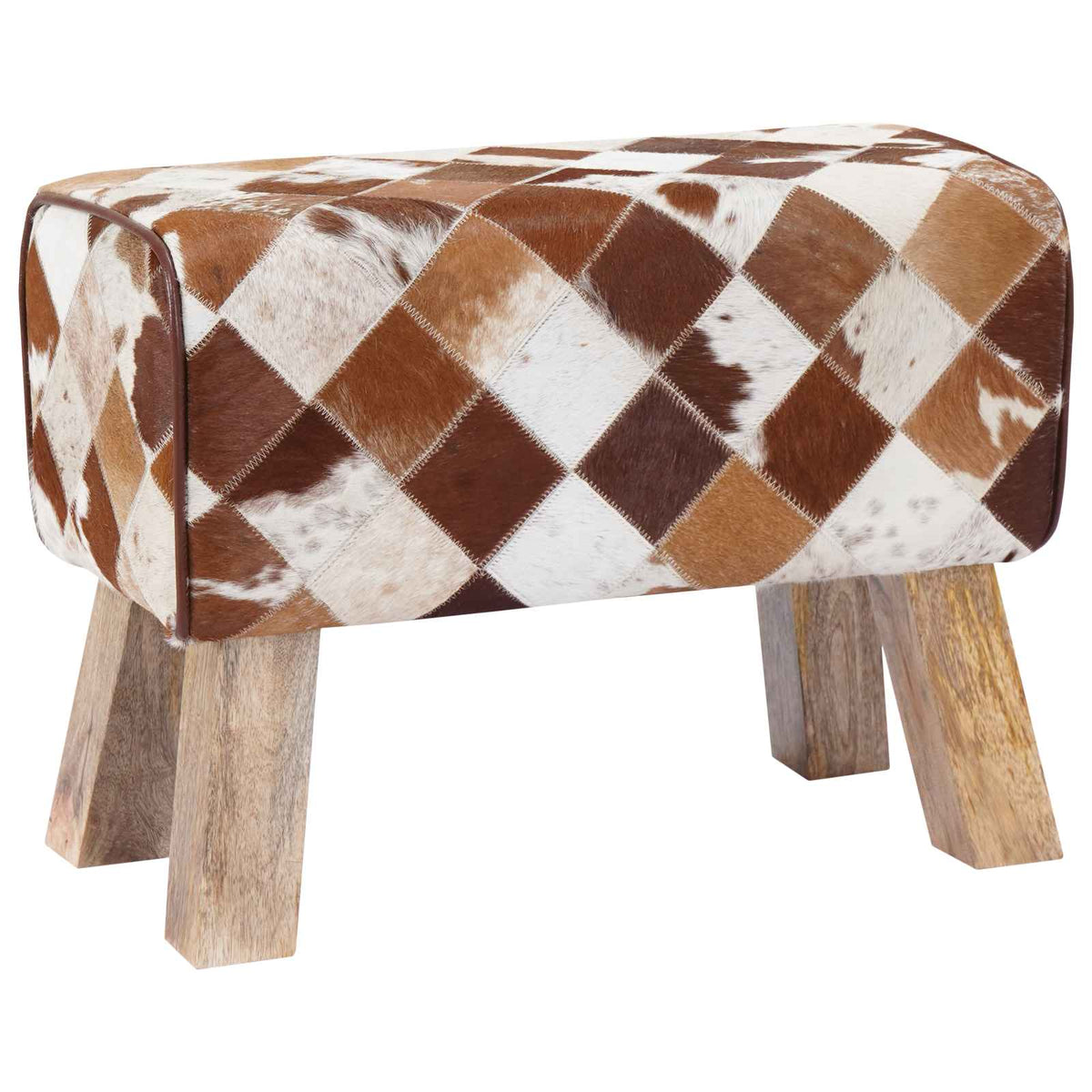 suoliukas 60 x 30 x 45 cm Tikra oda Rudas skiautinys