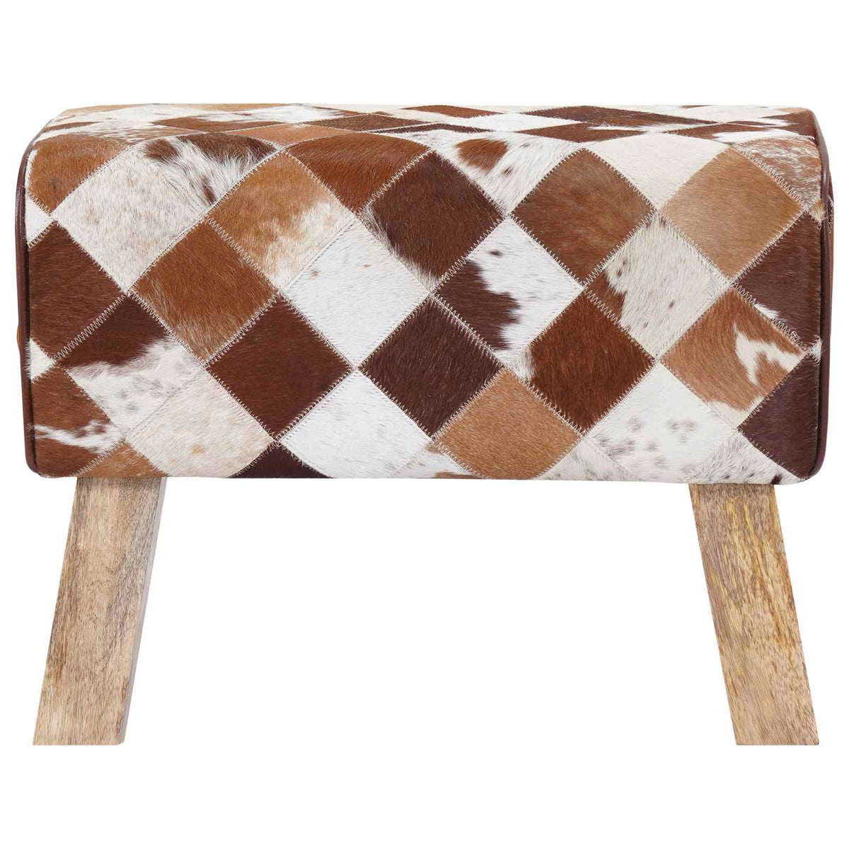 suoliukas 60 x 30 x 45 cm Tikra oda Rudas skiautinys