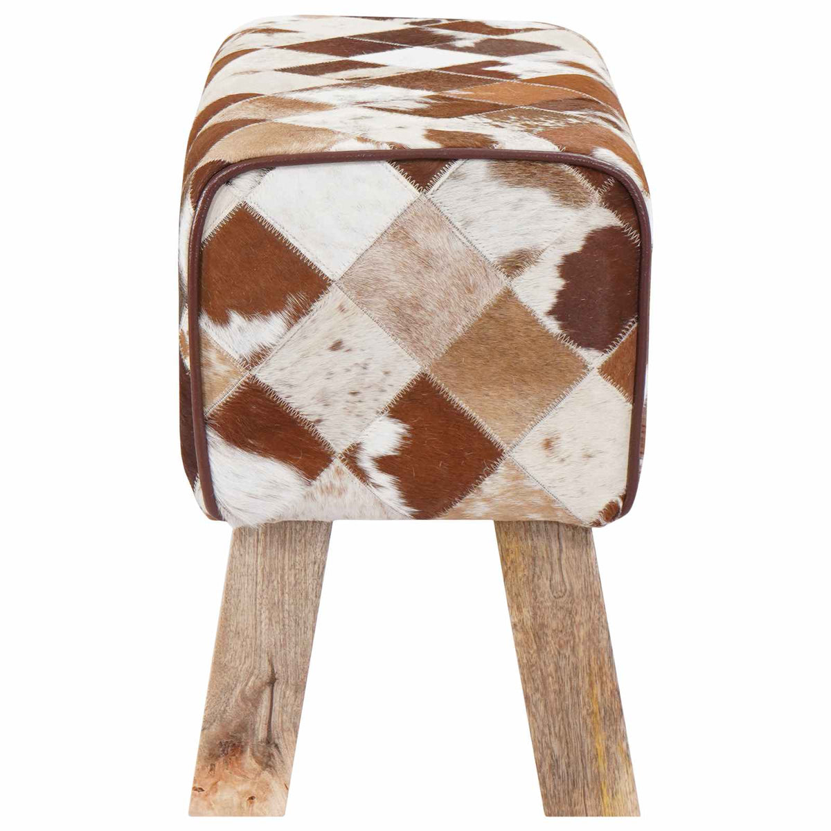 suoliukas 60 x 30 x 45 cm Tikra oda Rudas skiautinys