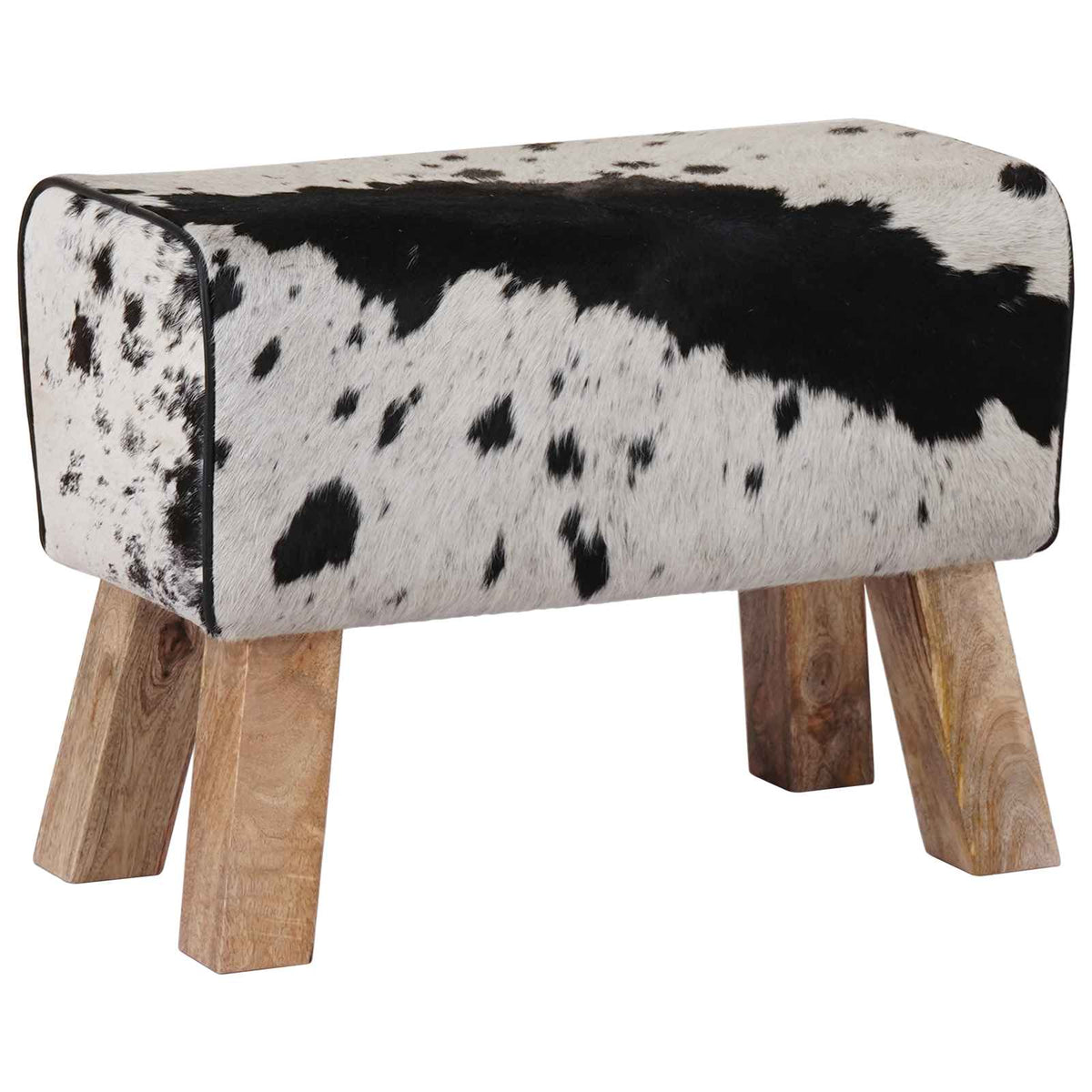suoliukas 60 x 30 x 45 cm Tikra oda Juoda ir Balta