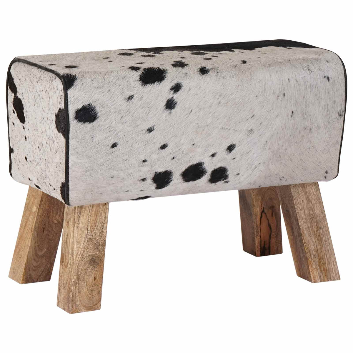 suoliukas 60 x 30 x 45 cm Tikra oda Juoda ir Balta