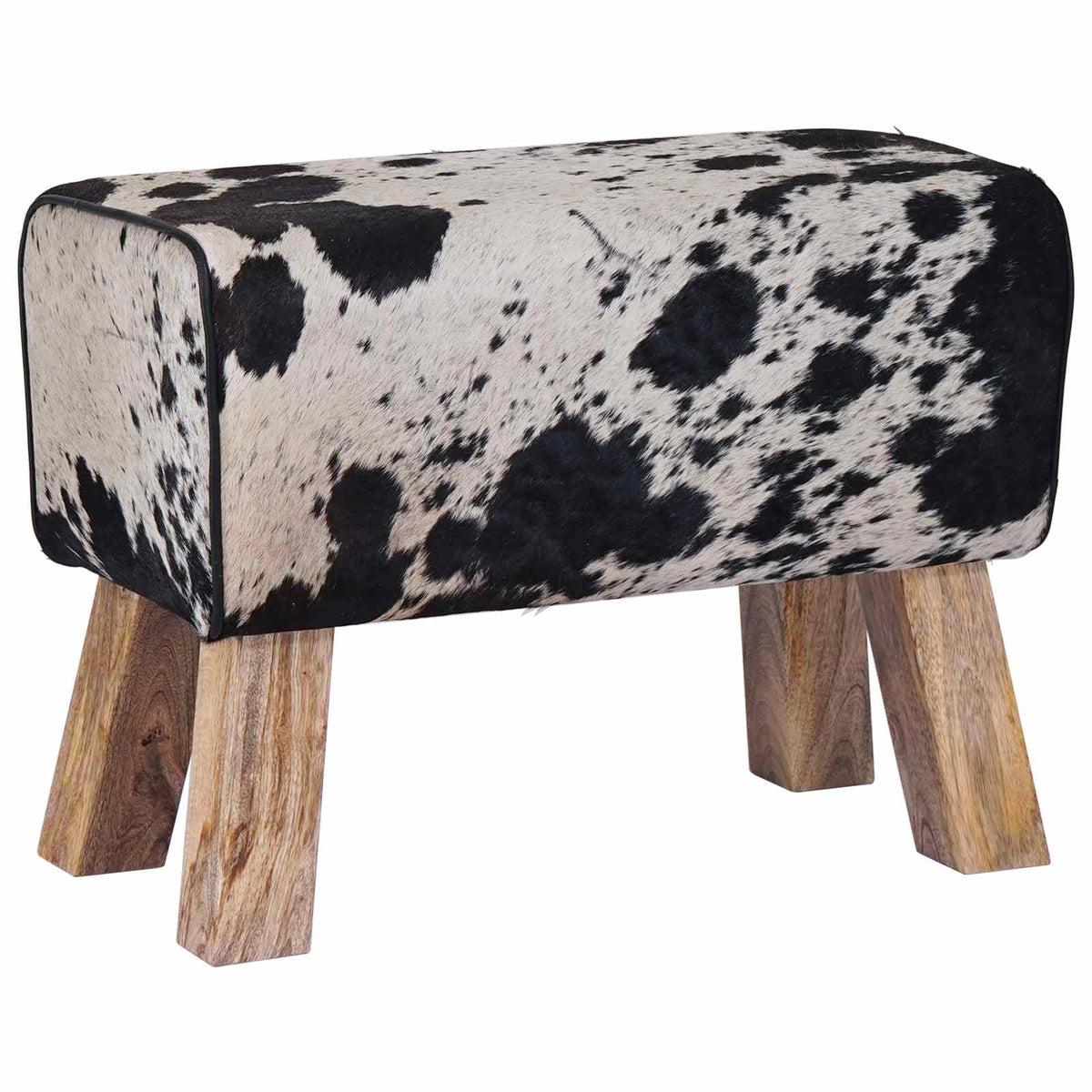suoliukas 60 x 30 x 45 cm Tikra oda Juoda ir Balta