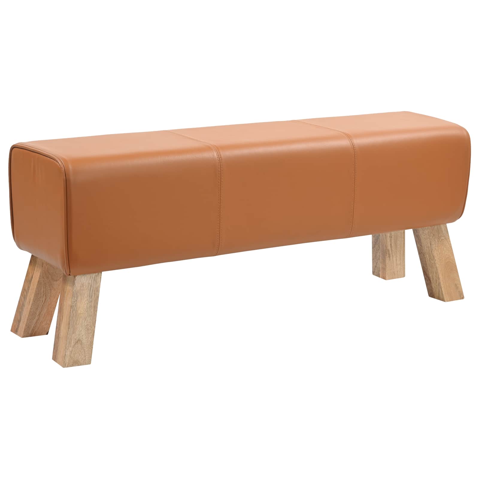 suoliukas 110 x 30 x 45 cm Tikra oda Ruda