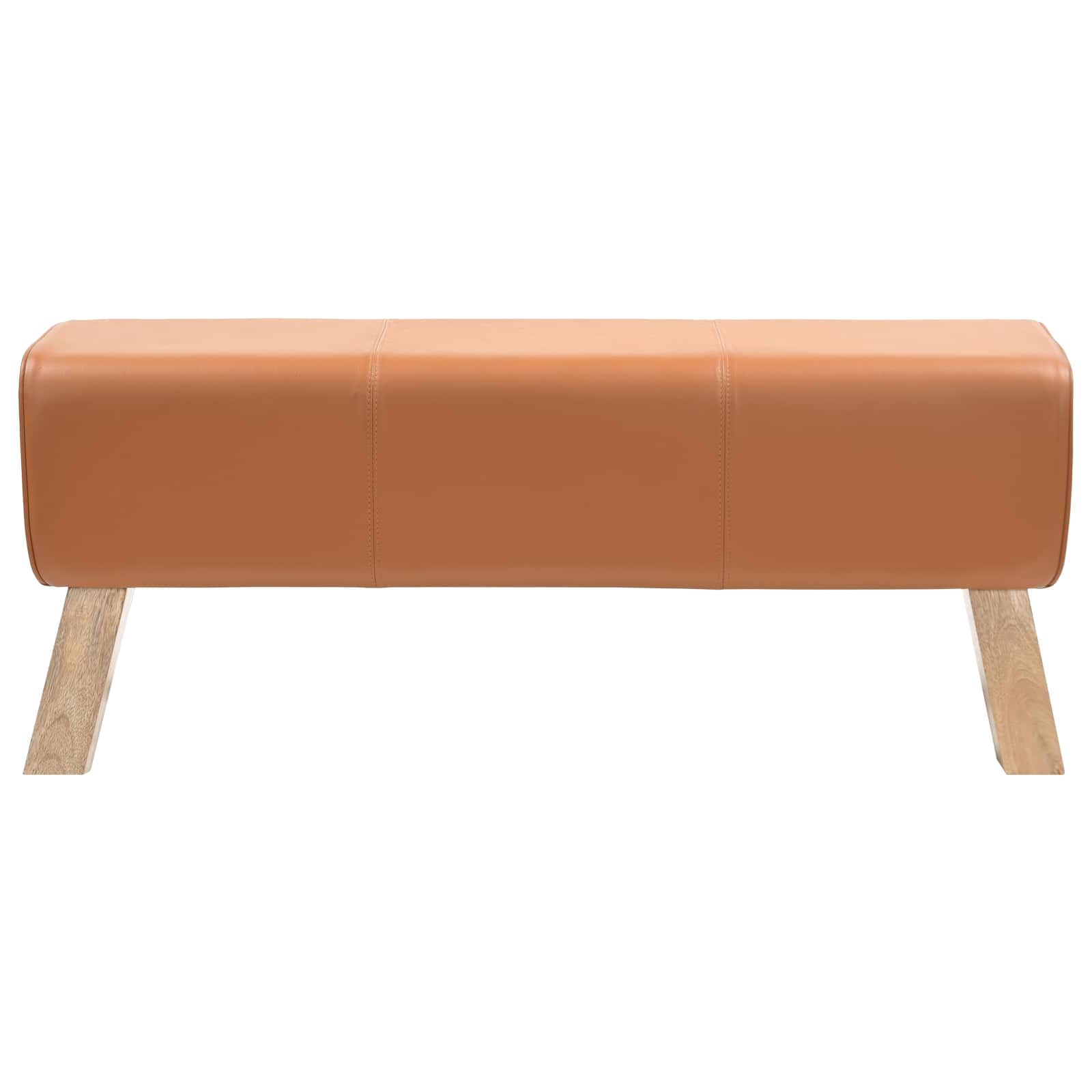 suoliukas 110 x 30 x 45 cm Tikra oda Ruda
