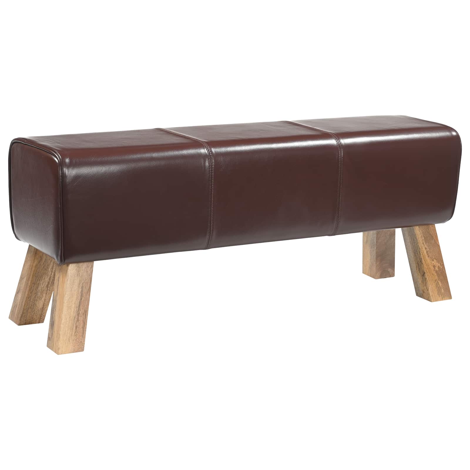 suoliukas 110 x 30 x 45 cm Tikra oda Tamsiai rudas