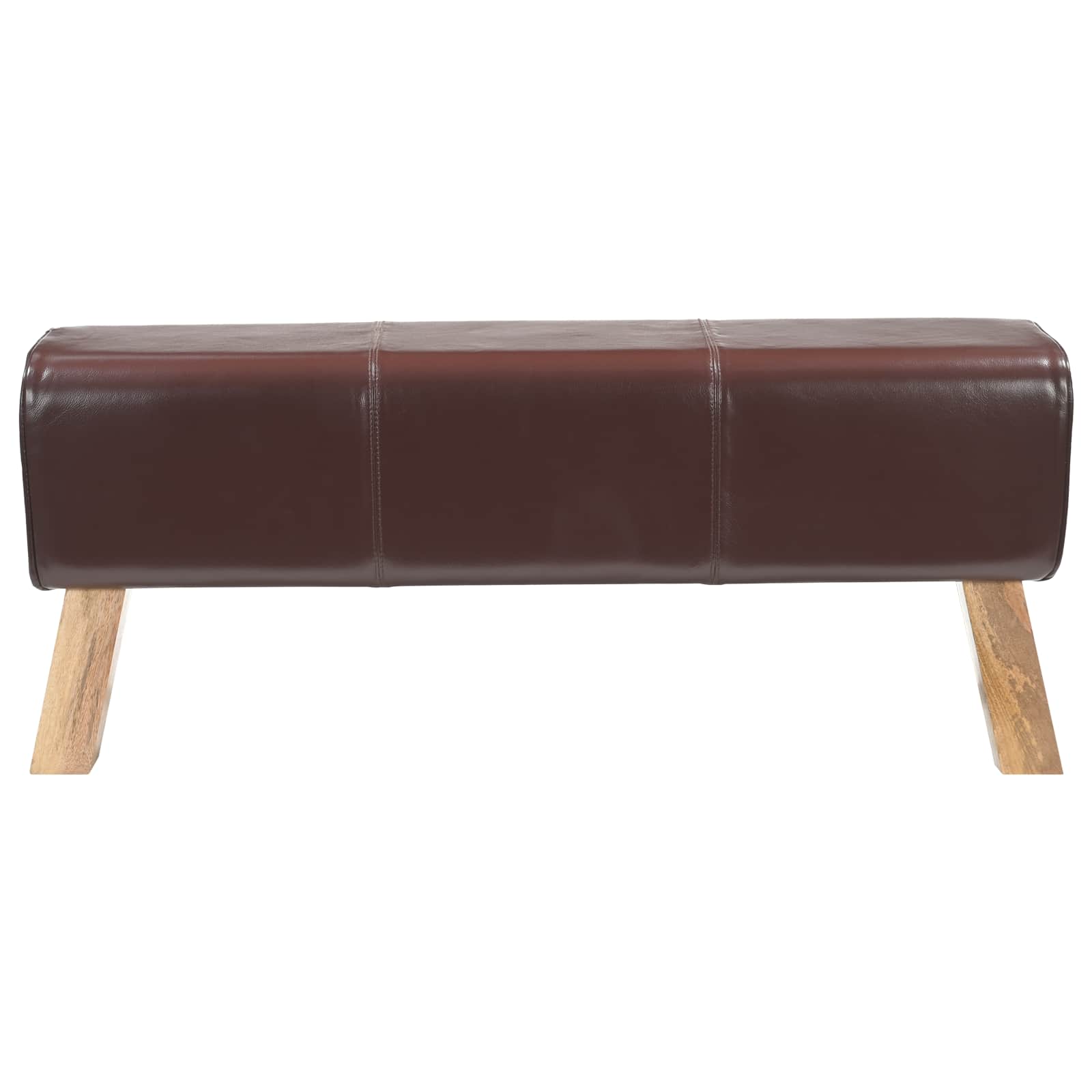 suoliukas 110 x 30 x 45 cm Tikra oda Tamsiai rudas