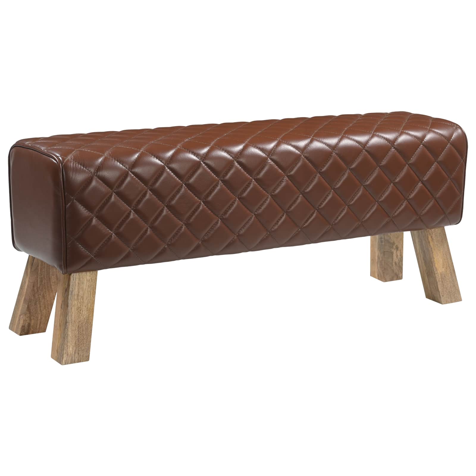 suoliukas 110 x 30 x 45 cm Tikra oda Ruda deimantinė