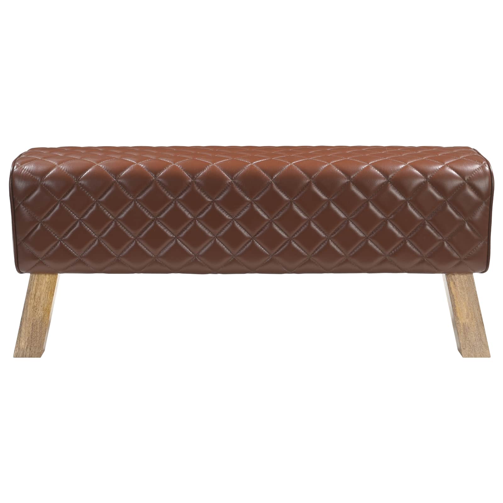 suoliukas 110 x 30 x 45 cm Tikra oda Ruda deimantinė