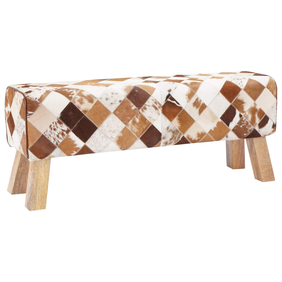 suoliukas 110 x 30 x 45 cm Tikra oda Rudas skiautinys