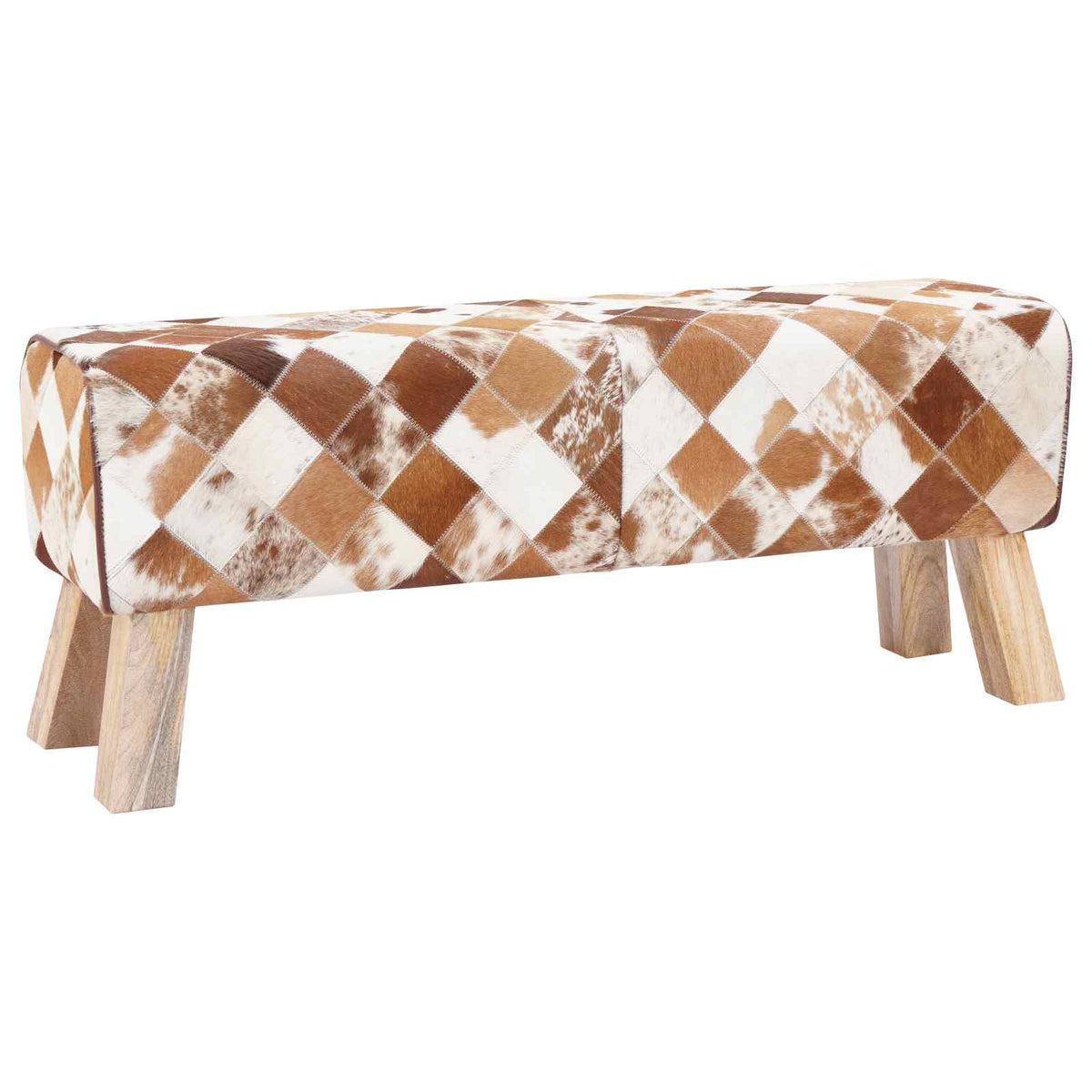 suoliukas 110 x 30 x 45 cm Tikra oda Rudas skiautinys