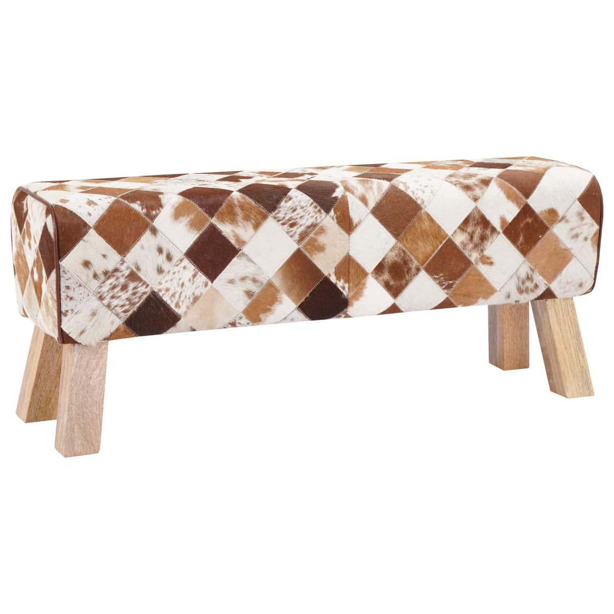 suoliukas 110 x 30 x 45 cm Tikra oda Rudas skiautinys