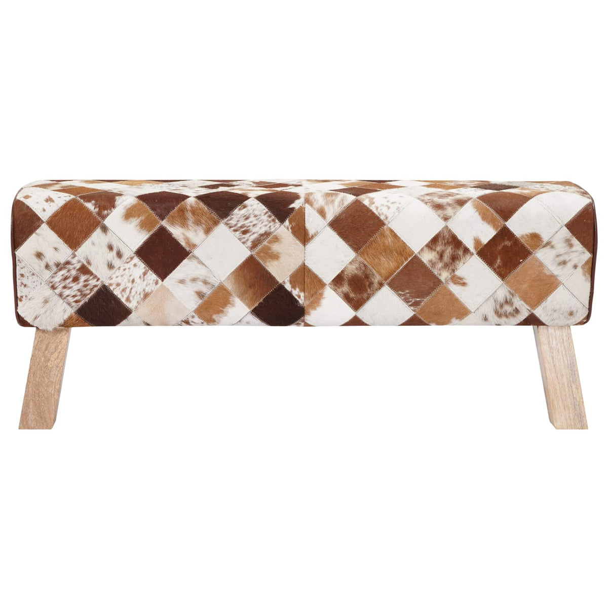 suoliukas 110 x 30 x 45 cm Tikra oda Rudas skiautinys