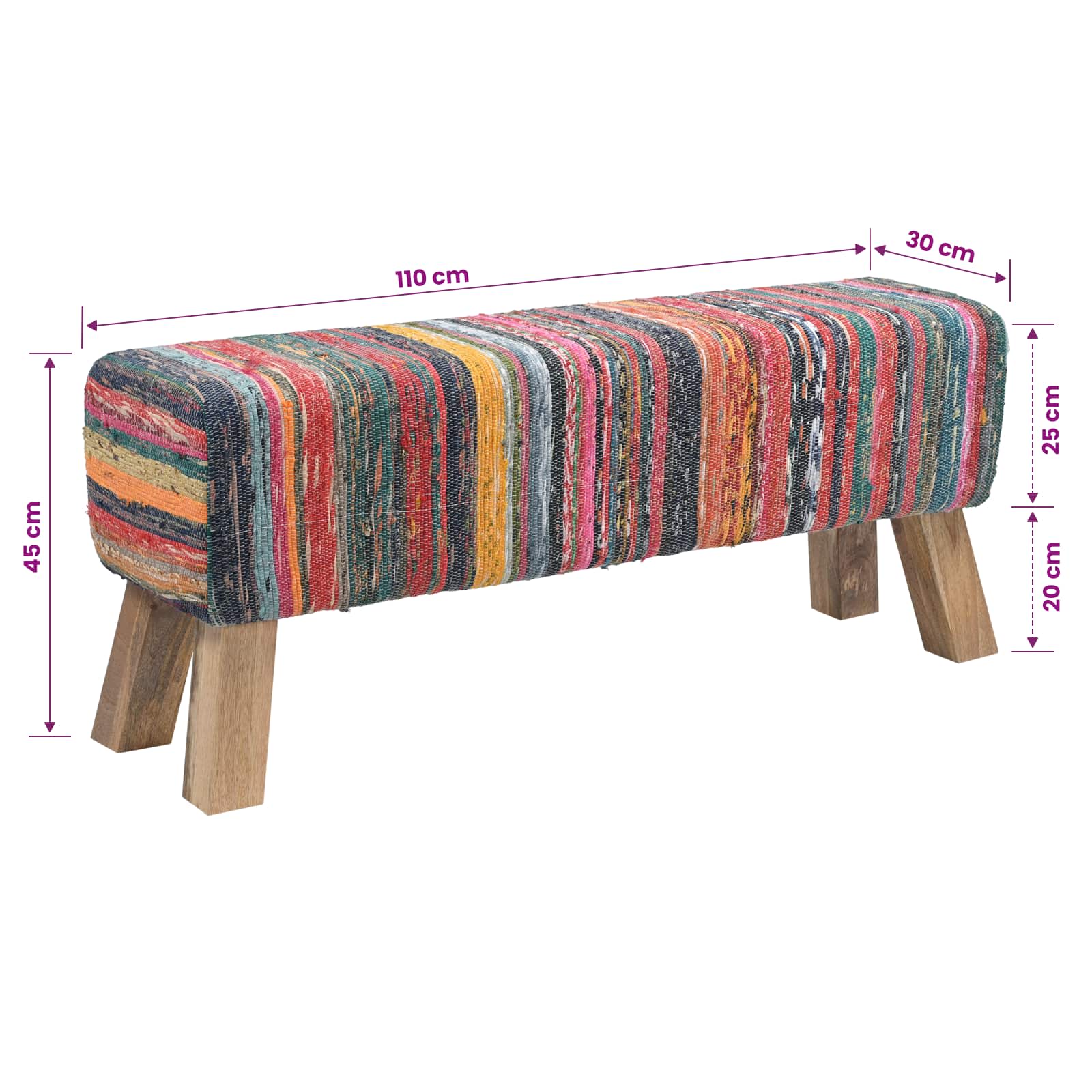 suoliukas 110 x 30 x 45 cm Tikra oda Įvairiaspalvis