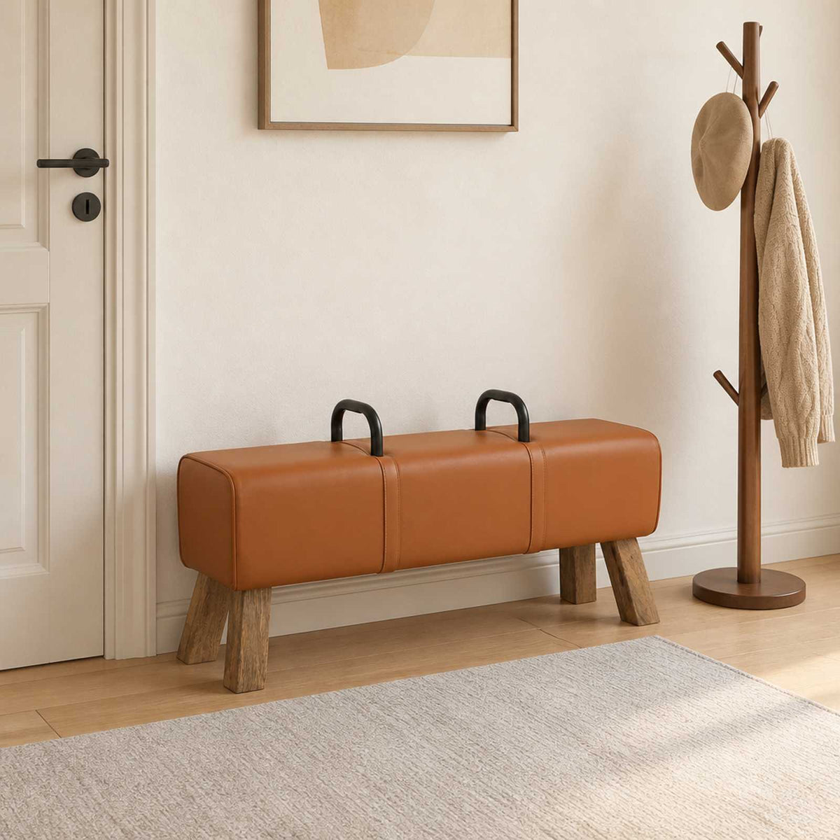 suoliukas Ruda 110 x 30 x 45 cm Tikra oda