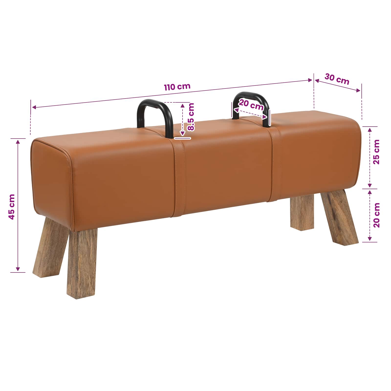 suoliukas Ruda 110 x 30 x 45 cm Tikra oda