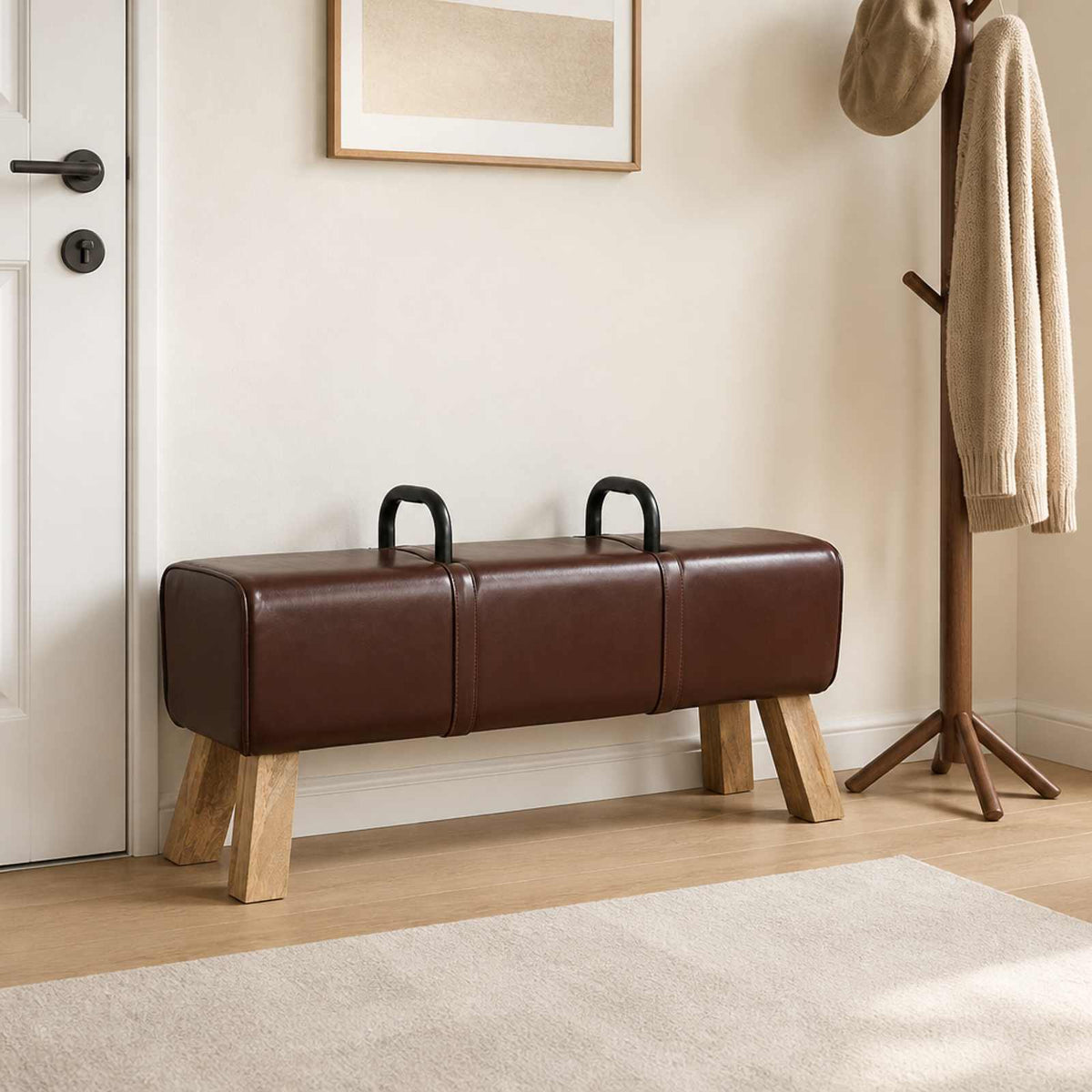 suoliukas Tamsiai rudas 110 x 30 x 45 cm Tikra oda