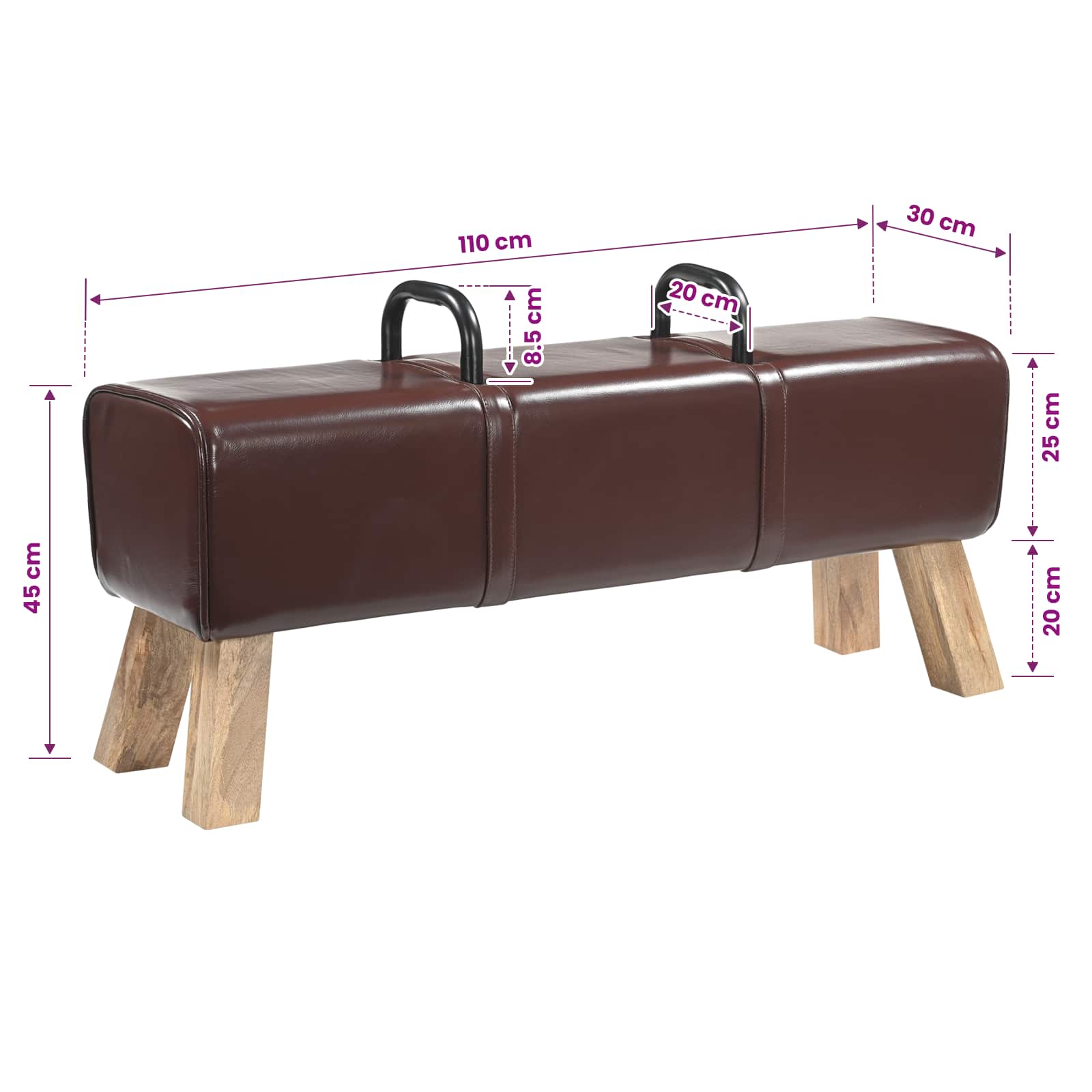 suoliukas Tamsiai rudas 110 x 30 x 45 cm Tikra oda
