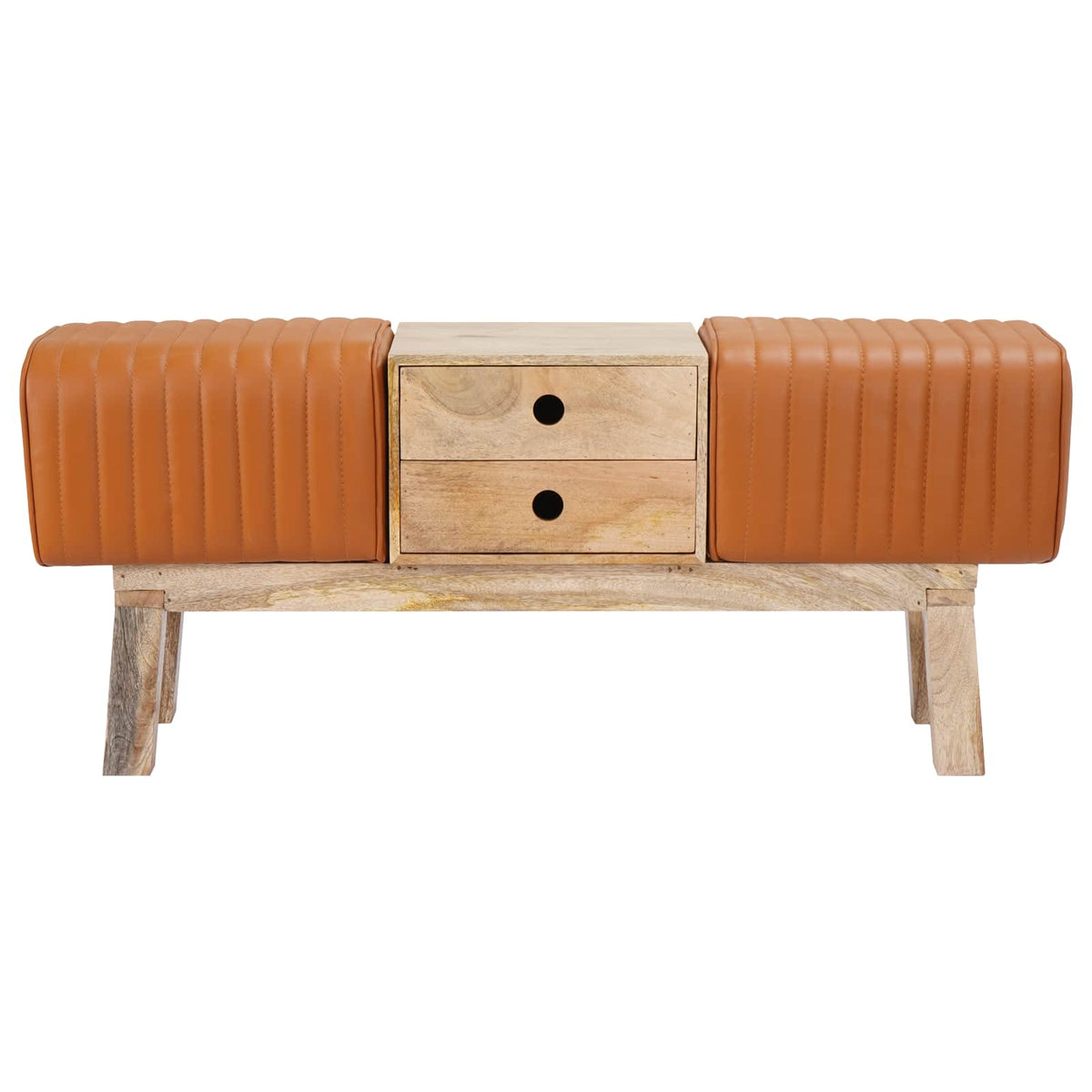 suoliukas 110 x 30 x 45 cm Tikra oda Ruda