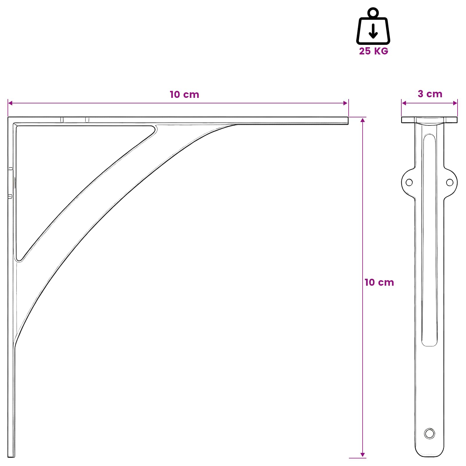 Sienos lentynos laikikliai 12 vnt. Juoda 10 x 10 x 3 cm Plienas