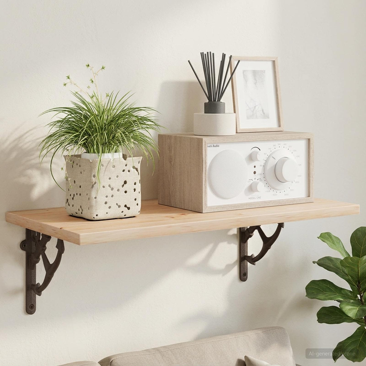 Sieniniai lentynų laikikliai 12 vnt. Senovinė ruda