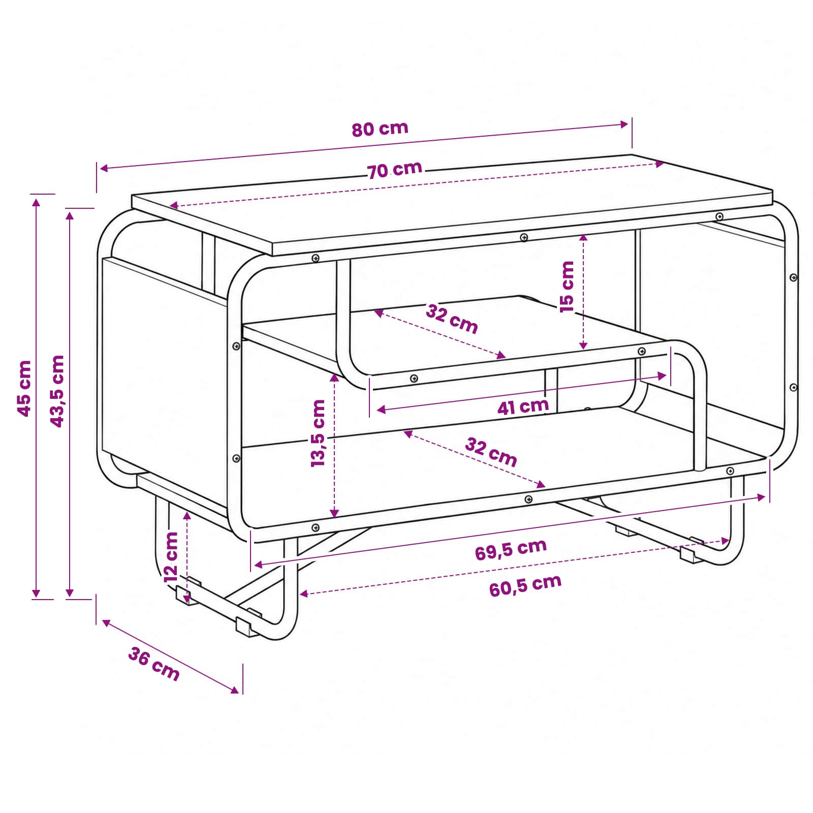 Televizoriaus stovas 80 x 36 x 45 cm Pilka Sonoma