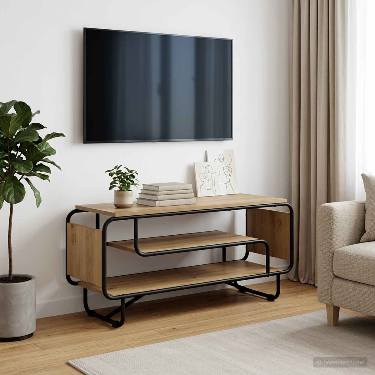 Televizoriaus stovas 98 x 36 x 45 cm Artisano ąžuolo