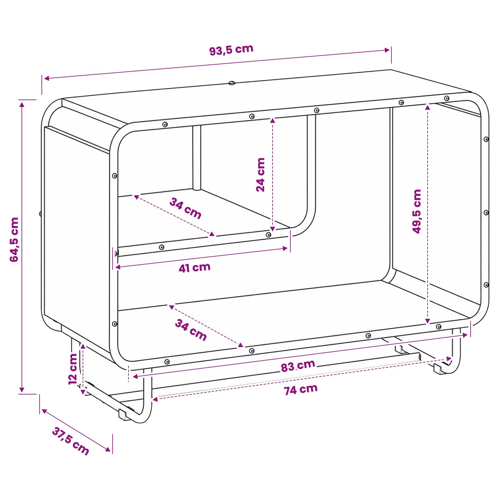 Komoda Pilka Sonoma 93,5 x 37,5 x 64,5 cm Apdorota mediena