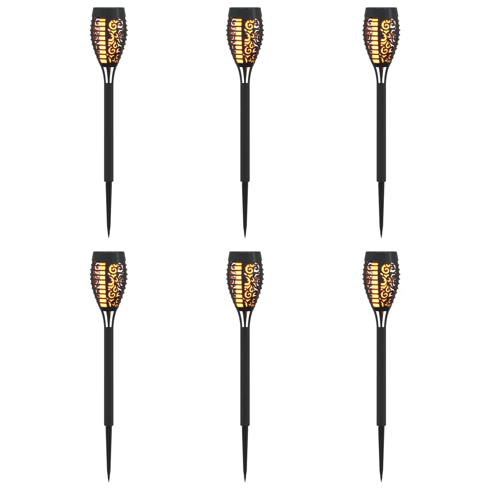Lauko saulės šviestuvai su žemės kuolu 6 pcs Šilta balta ABS