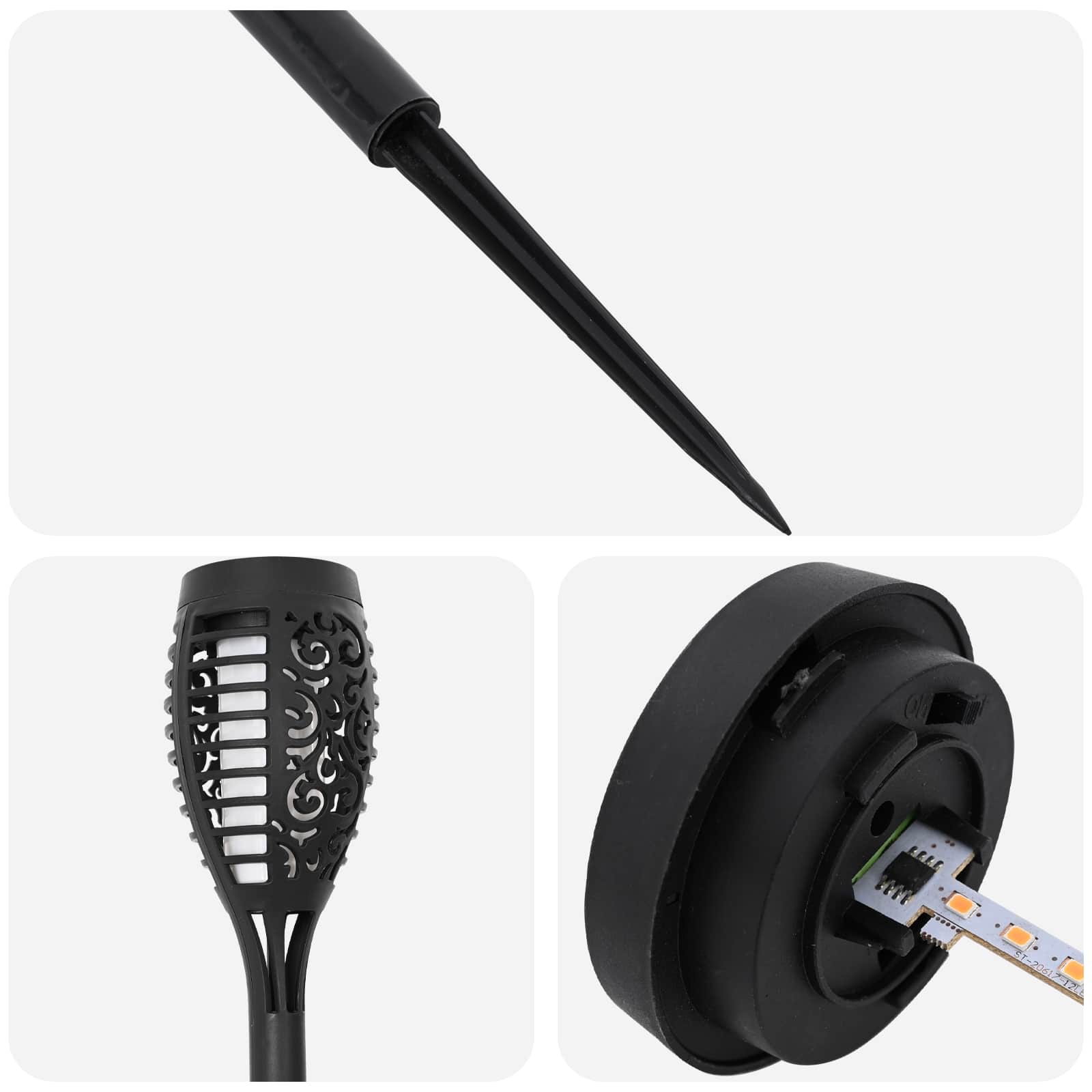 Lauko saulės šviestuvai su žemės kuolu 12 pcs Šilta balta ABS