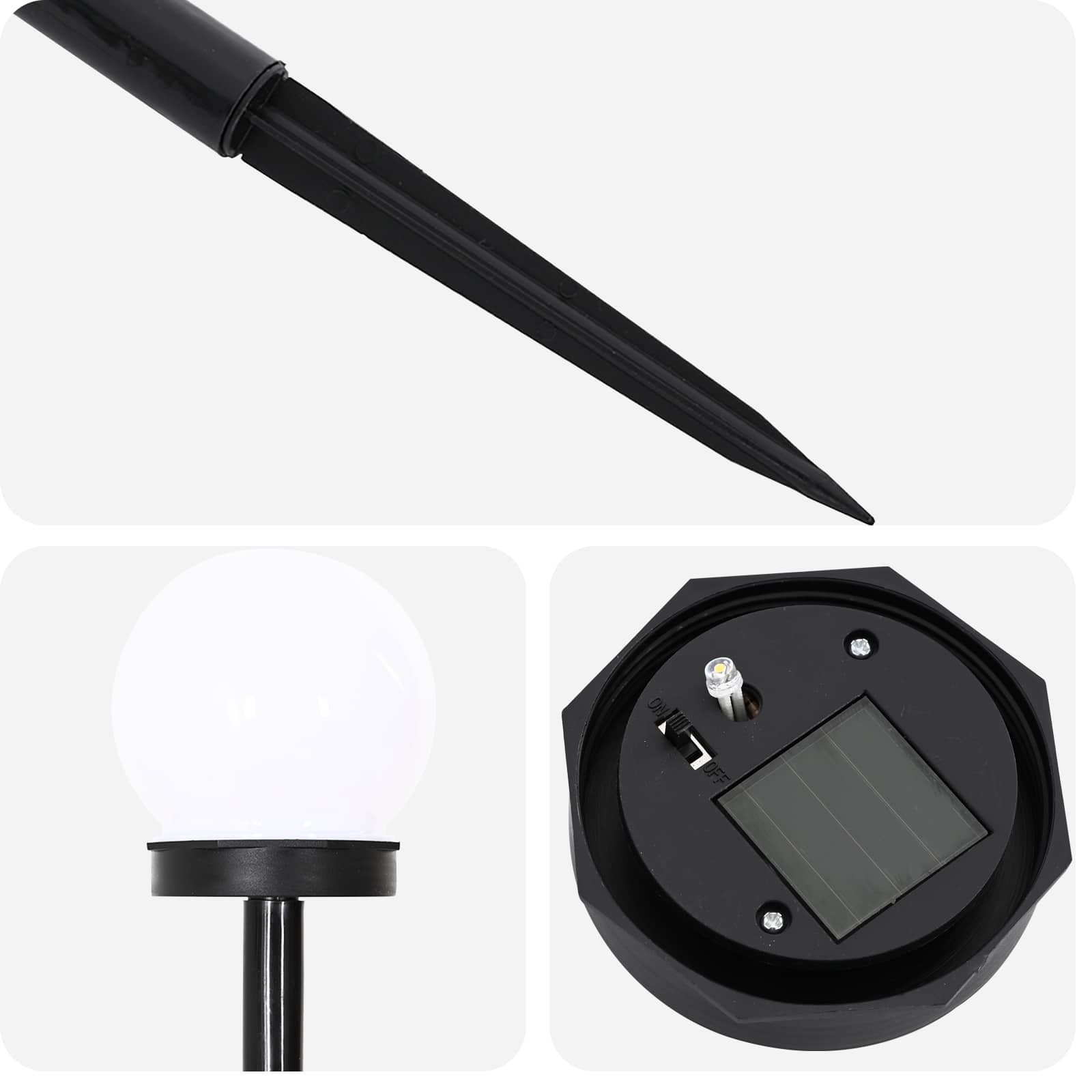 Lauko saulės šviestuvai su žemės kuolu 4 pcs Šilta balta ABS