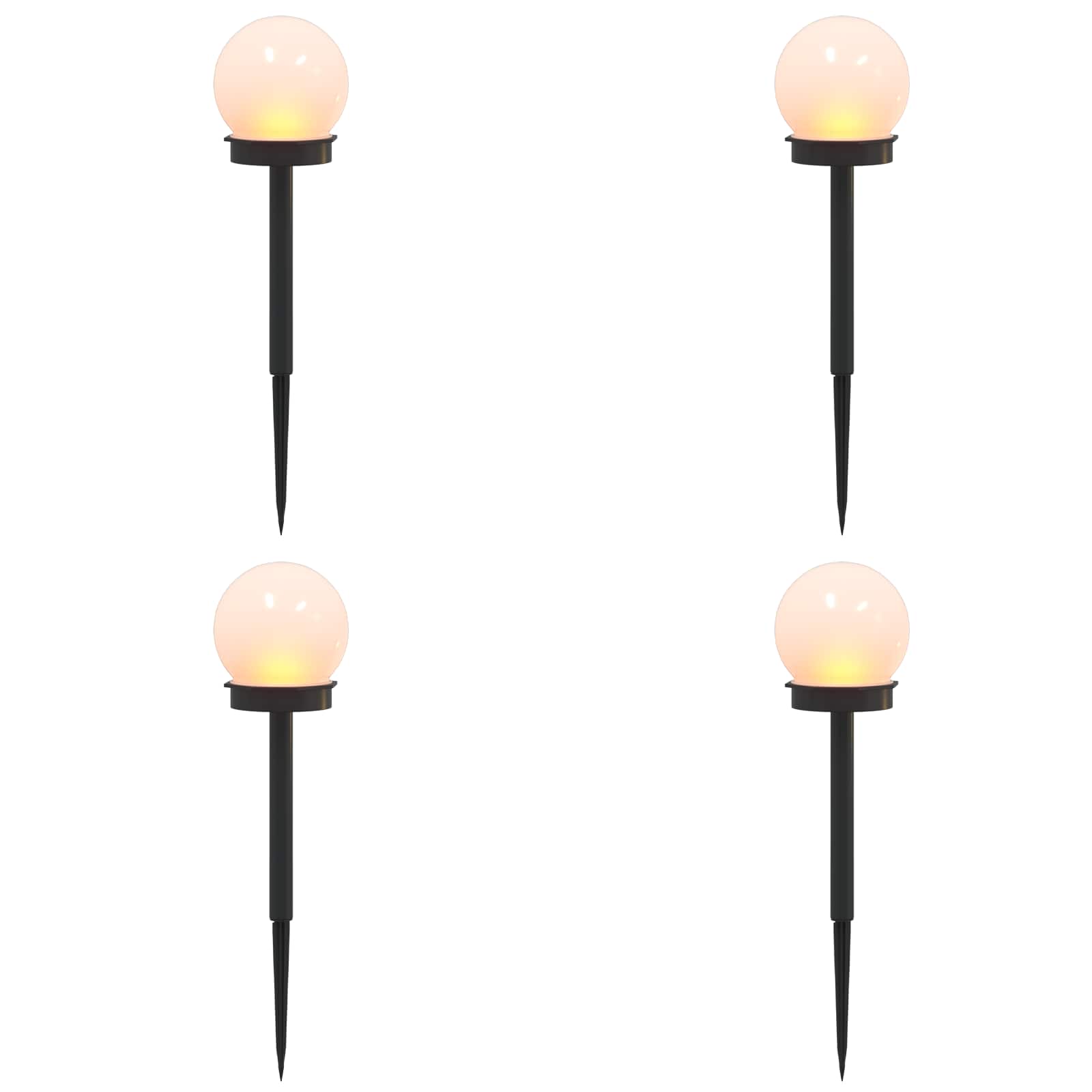 Lauko saulės šviestuvai su žemės kuolu 4 pcs Šilta balta ABS