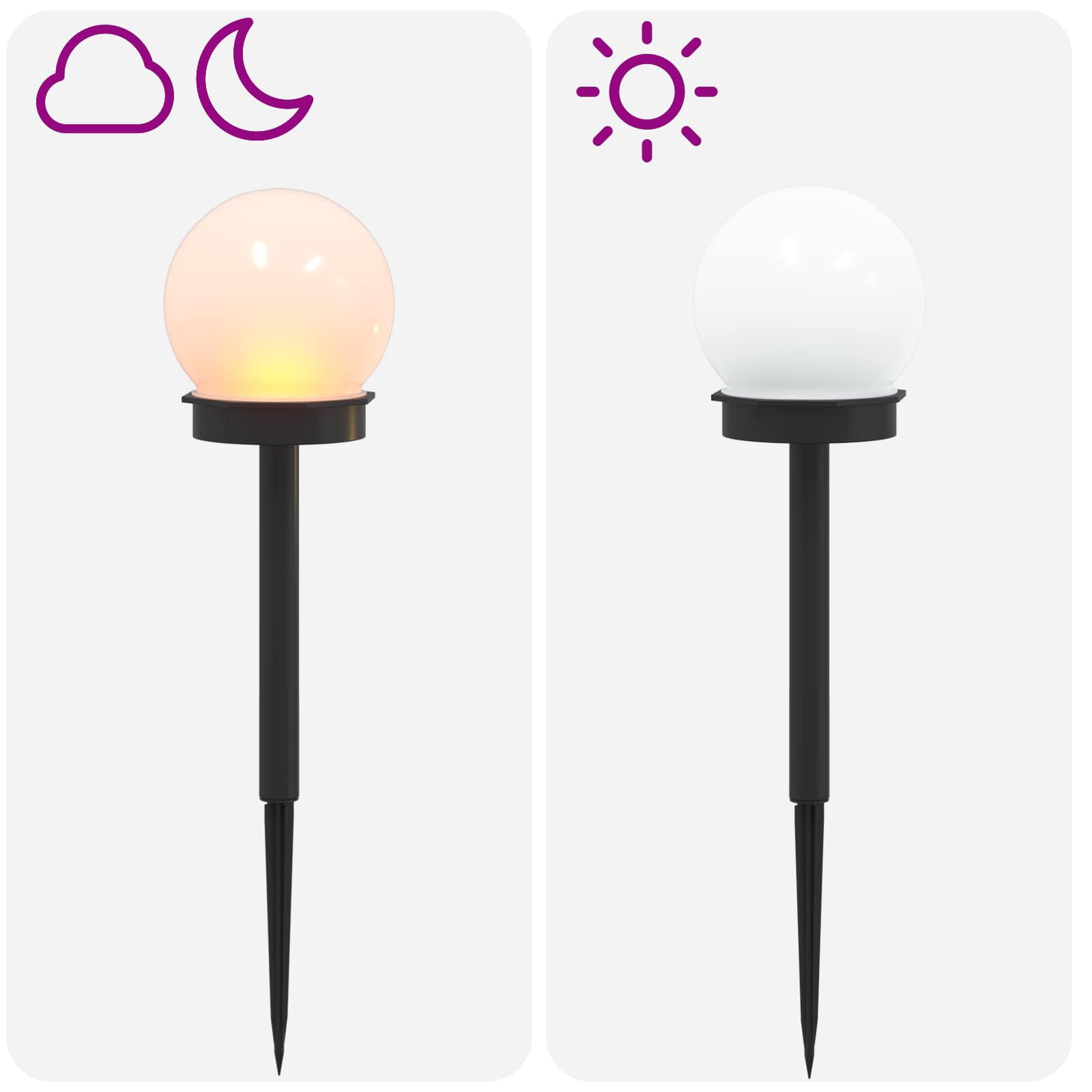 Lauko saulės šviestuvai su žemės kuolu 4 pcs Šilta balta ABS