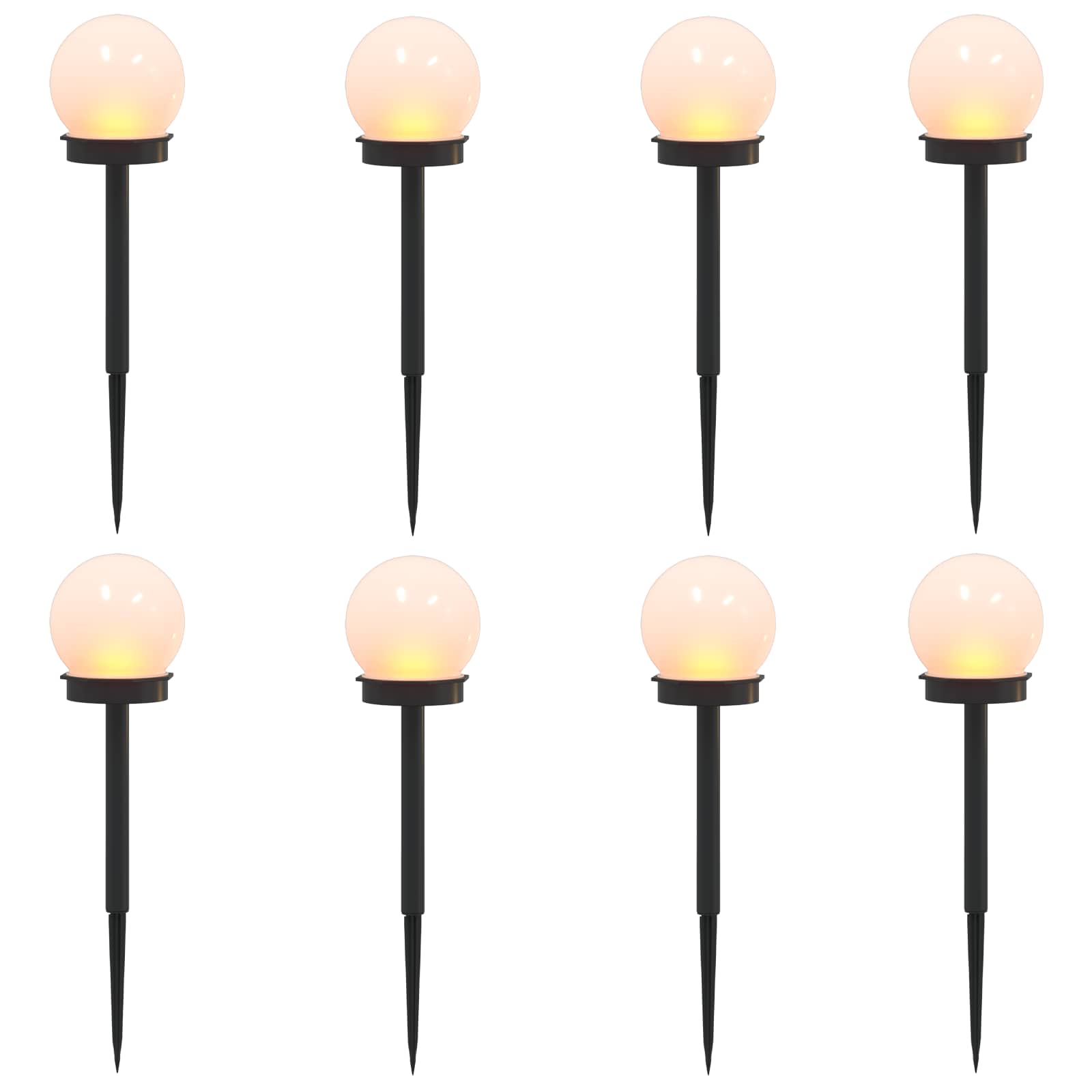 Lauko saulės šviestuvai su žemės kuolu 8 pcs Šilta balta ABS