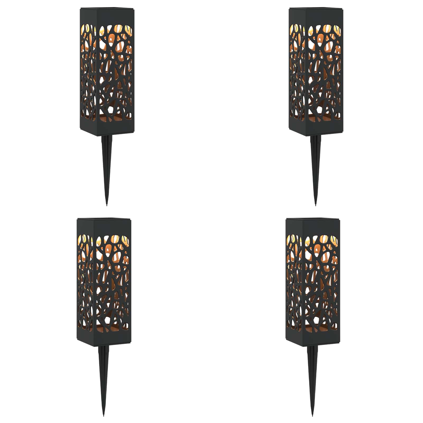 Lauko saulės šviestuvai su žemės kuolu 4 pcs Šilta balta 29 cm