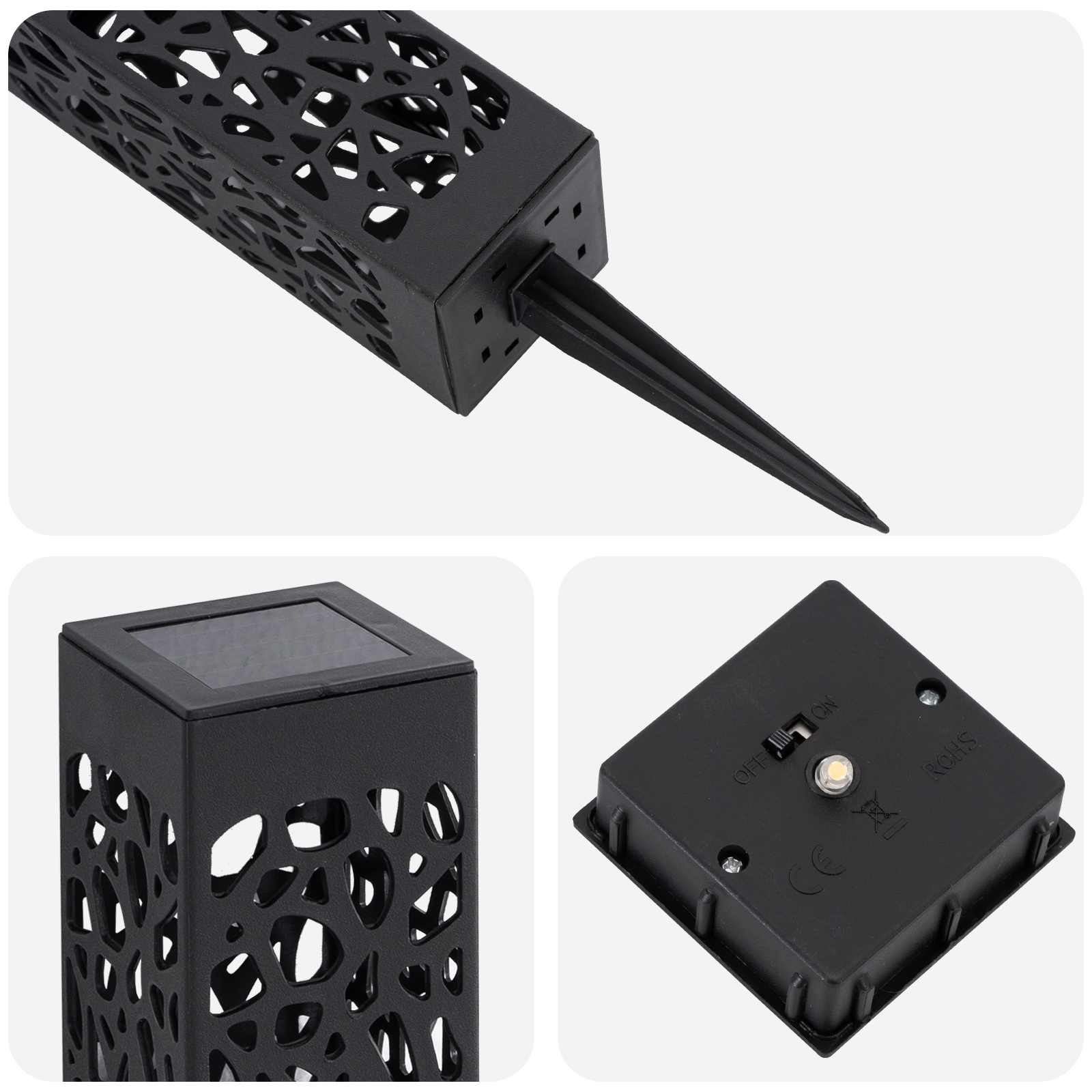 Lauko saulės šviestuvai su žemės kuolu 8 pcs Šilta balta 29 cm